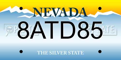 8ATD85 Nevada License Plate