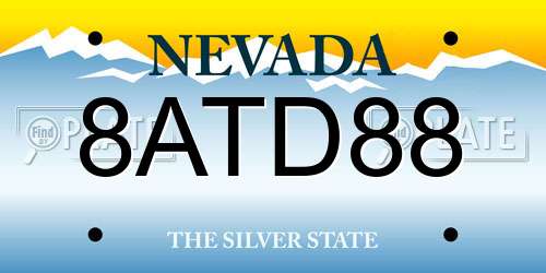 8ATD88 Nevada License Plate