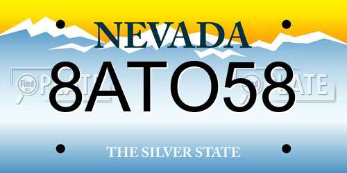 8ATO58 Nevada License Plate