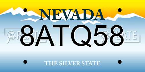 8ATQ58 Nevada License Plate