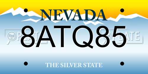 8ATQ85 Nevada License Plate