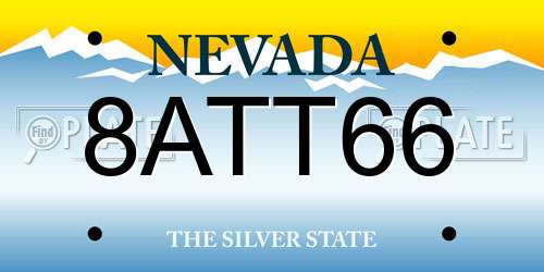 8ATT66 Nevada License Plate