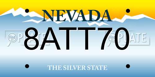8ATT70 Nevada License Plate