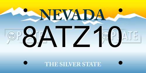 8ATZ10 Nevada License Plate