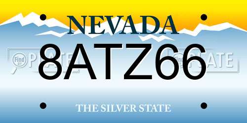 8ATZ66 Nevada License Plate