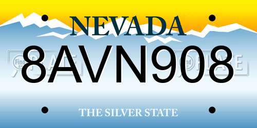 8AVN908 Nevada License Plate