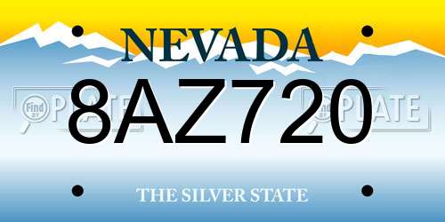 8AZ720 Nevada License Plate