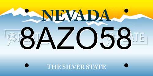 8AZO58 Nevada License Plate
