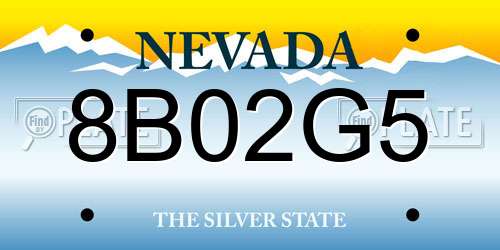 8B02G5 Nevada License Plate