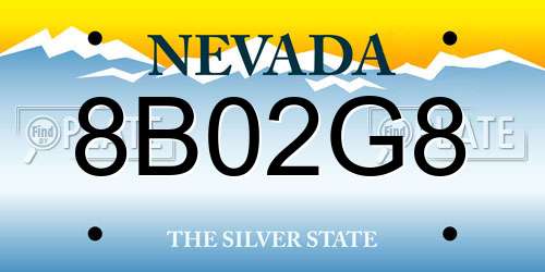 8B02G8 Nevada License Plate