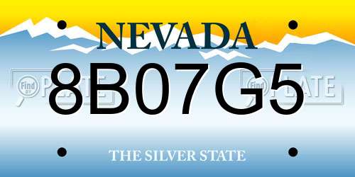 8B07G5 Nevada License Plate