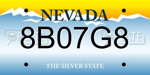 8B07G8 Nevada License Plate