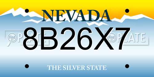 8B26X7 Nevada License Plate
