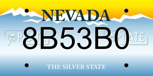 8B53B0 Nevada License Plate