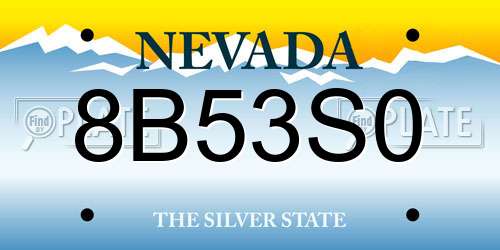 8B53S0 Nevada License Plate