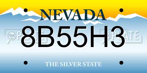 8B55H3 Nevada License Plate