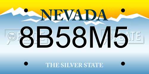 8B58M5 Nevada License Plate