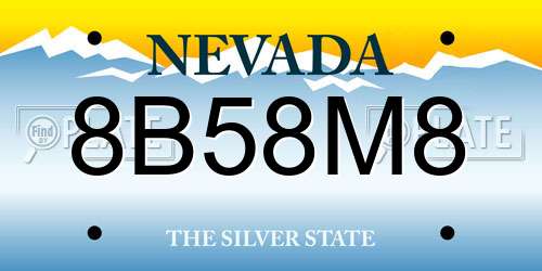 8B58M8 Nevada License Plate
