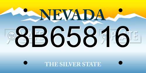 8B65816 Nevada License Plate