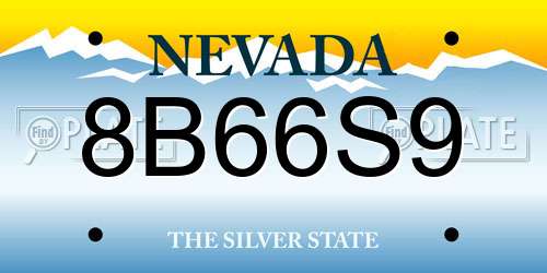 8B66S9 Nevada License Plate