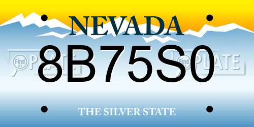 8B75S0 Nevada License Plate