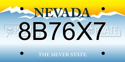 8B76X7 Nevada License Plate