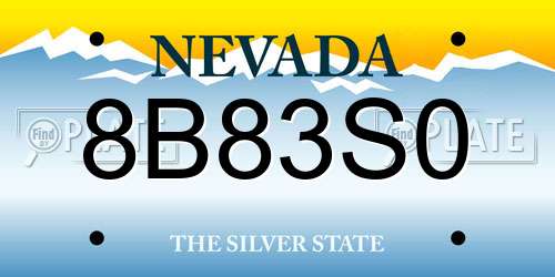 8B83S0 Nevada License Plate