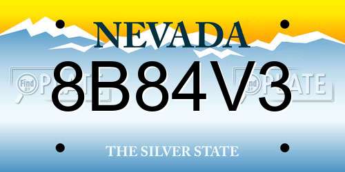 8B84V3 Nevada License Plate
