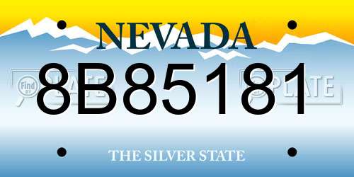 8B85181 Nevada License Plate