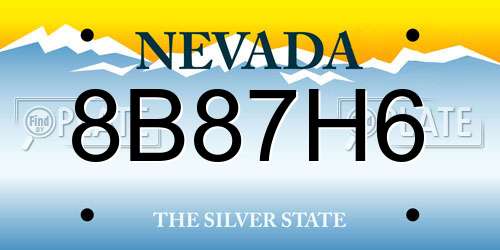 8B87H6 Nevada License Plate