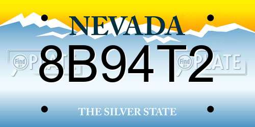 8B94T2 Nevada License Plate