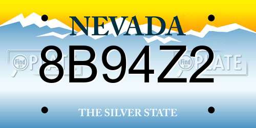 8B94Z2 Nevada License Plate