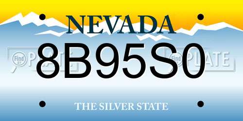 8B95S0 Nevada License Plate