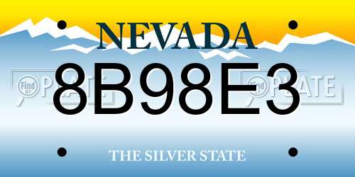 8B98E3 Nevada License Plate