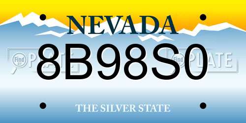 8B98S0 Nevada License Plate