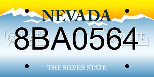 8BA0564 Nevada License Plate