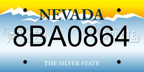 8BA0864 Nevada License Plate