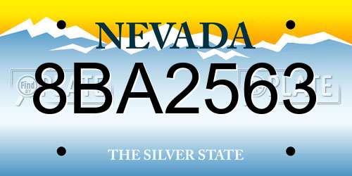 8BA2563 Nevada License Plate