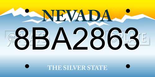 8BA2863 Nevada License Plate