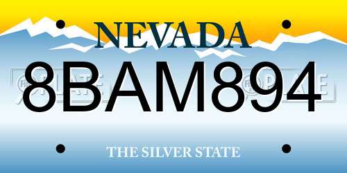 8BAM894 Nevada License Plate