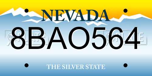 8BAO564 Nevada License Plate