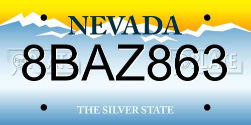 8BAZ863 Nevada License Plate
