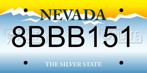8BBB151 Nevada License Plate