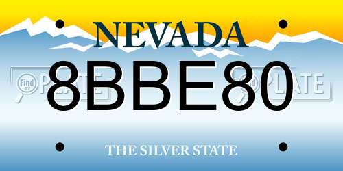 8BBE80 Nevada License Plate