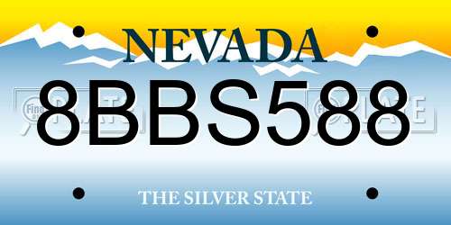8BBS588 Nevada License Plate