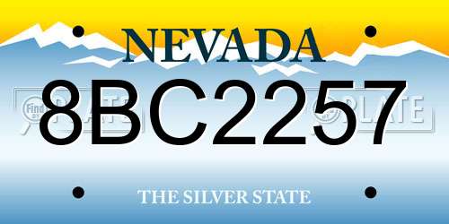 8BC2257 Nevada License Plate