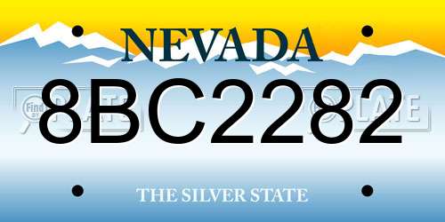 8BC2282 Nevada License Plate