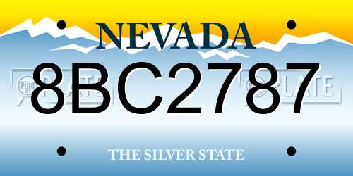 8BC2787 Nevada License Plate