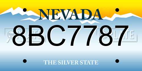 8BC7787 Nevada License Plate