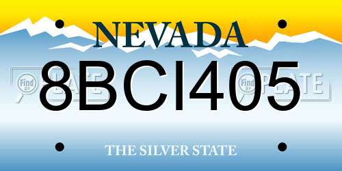 8BCI405 Nevada License Plate